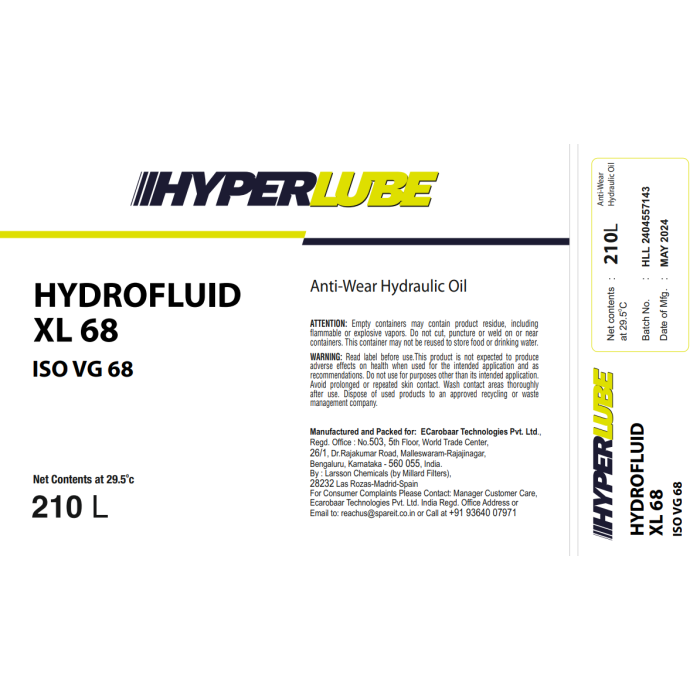 HYDRO FLUID XL 68 -210L back